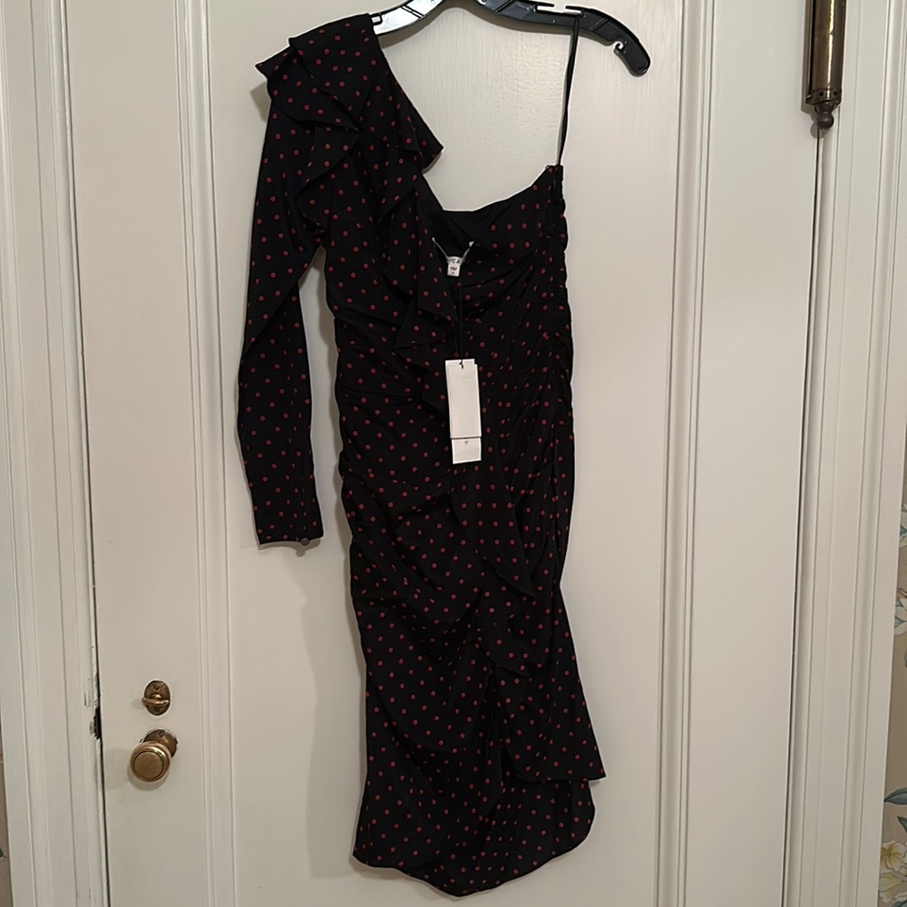 Veronica Beard NWT sz 2 polka dot one-shoulder ruffle dress!